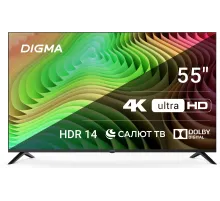 Телевизор LED Digma 55" DM-LED55UBB40 Салют ТВ Frameless Metal черный 4K Ultra HD 60Hz DVB-T DVB-T2 DVB-C DVB-S DVB-S2 USB WiFi Smart TV