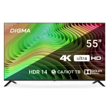 Телевизор LED Digma 55" DM-LED55UBB40 Салют ТВ Frameless Metal черный 4K Ultra HD 60Hz DVB-T DVB-T2 DVB-C DVB-S DVB-S2 USB WiFi Smart TV