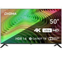 Телевизор LED Digma 50" DM-LED50UBB40 Салют ТВ Frameless Metal черный 4K Ultra HD 60Hz DVB-T DVB-T2 DVB-C DVB-S DVB-S2 USB WiFi Smart TV