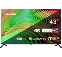 Телевизор LED Digma 43" DM-LED43UBB40 Салют ТВ Frameless Metal черный 4K Ultra HD 60Hz DVB-T DVB-T2 DVB-C DVB-S DVB-S2 USB WiFi Smart TV