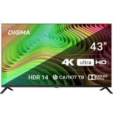 Телевизор LED Digma 43" DM-LED43UBB40 Салют ТВ Frameless Metal черный 4K Ultra HD 60Hz DVB-T DVB-T2 DVB-C DVB-S DVB-S2 USB WiFi Smart TV