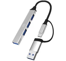 Разветвитель USB-C Digma DHUB-4USB-AC-2.0 4порт. черный