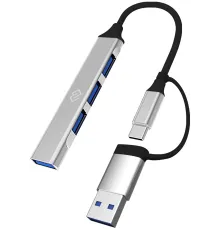 Разветвитель USB-C Digma DHUB-4USB-AC-2.0 4порт. черный