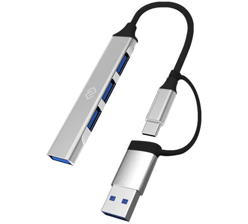 Разветвитель USB-C Digma DHUB-4USB-AC-2.0 4порт. черный