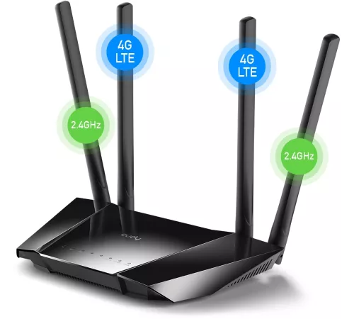 Роутер беспроводной Cudy LT400 N300 10/100BASE-TX/4G cat.4 черный
