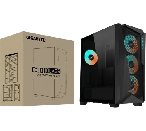 Корпус Gigabyte C301G черный без БП ATX 4x120mm 4x140mm 2xUSB3.0 audio bott PSU