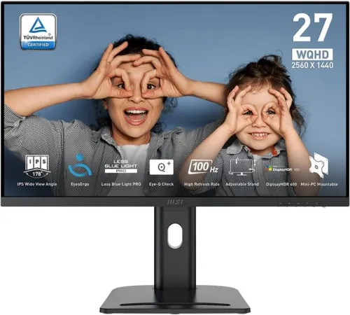 Монитор MSI 27" Pro MP273QP E2 черный IPS LED 1ms 16:9 HDMI M/M матовая HAS Piv 350cd 178гр/178гр 2560x1440 100Hz DP 2K 5.67кг
