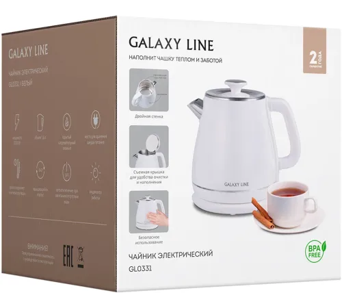 Чайник электрический Galaxy Line GL 0331 1.8л. 2200Вт белый корпус: пластик (ГЛ0331ЛБЕЛ)