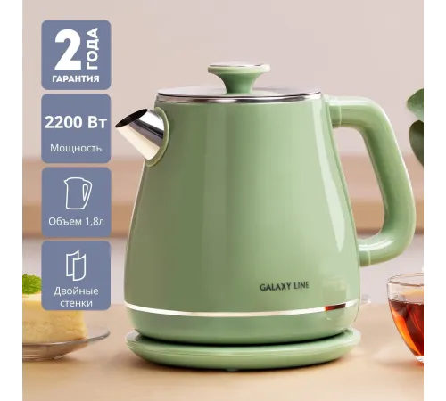 Чайник электрический Galaxy Line GL 0331 1.8л. 2200Вт зеленый корпус: пластик (ГЛ0331ЛЗЕЛ)