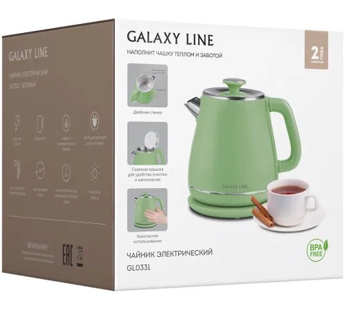 Чайник электрический Galaxy Line GL 0331 1.8л. 2200Вт зеленый корпус: пластик (ГЛ0331ЛЗЕЛ)