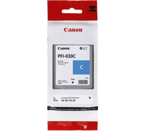Картридж струйный Canon PFI-030C 3490C001АА голубой (55мл) для Canon imagePROGRAF TA-20, TA-30, TM-240, TM-340.