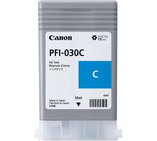 Картридж струйный Canon PFI-030C 3490C001АА голубой (55мл) для Canon imagePROGRAF TA-20, TA-30, TM-240, TM-340.