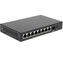 ORIGO OS1209P/80W/A1A Неуправляемый PoE-коммутатор 8x100Base-TX PoE+, 1x1000Base-X SFP, PoE-бюджет 80 Вт, корпус металл