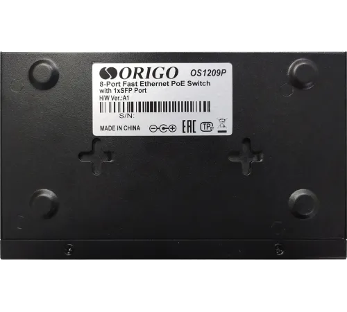 ORIGO OS1209P/80W/A1A Неуправляемый PoE-коммутатор 8x100Base-TX PoE+, 1x1000Base-X SFP, PoE-бюджет 80 Вт, корпус металл