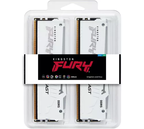 Память DDR5 2x32GB 6000MHz Kingston KF560C36BWEAK2-64 Fury Beast White Expo RTL PC5-48000 CL36 DIMM 288-pin 1.35В dual rank Ret