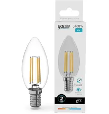 Лампа филам. Gauss Filament 8Вт цок.:E14 свеча св.свеч.бел.нейт. (упак.:10шт) (32128)