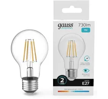 Лампа филам. Gauss Filament 9Вт цок.:E27 груша св.свеч.бел.нейт. (упак.:10шт) (22229)
