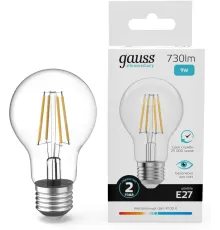 Лампа филам. Gauss Filament 9Вт цок.:E27 груша св.свеч.бел.нейт. (упак.:10шт) (22229)