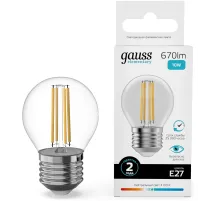 Лампа филам. Gauss Filament 10Вт цок.:E27 шар св.свеч.бел.нейт. (упак.:10шт) (52220)