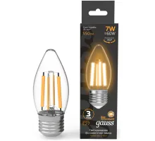 Лампа филам. Gauss Filament 7Вт цок.:E27 свеча св.свеч.бел.теп. (упак.:10шт) (103802107)