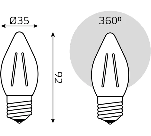 Лампа филам. Gauss Filament 7Вт цок.:E27 свеча св.свеч.бел.теп. (упак.:10шт) (103802107) Лампа филам. Gauss Filament 7Вт цок.:E27 свеча св.свеч.бел.теп. (упак.:10шт) (103802107)
