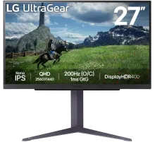 МОНИТОР 27" LG 27GS85Q-B Black с поворотом экрана (IPS, 2560x1440, 200Hz, 1 ms, 178°/178°, 400 cd/m, 1000:1,+2хHDMI 2.0)