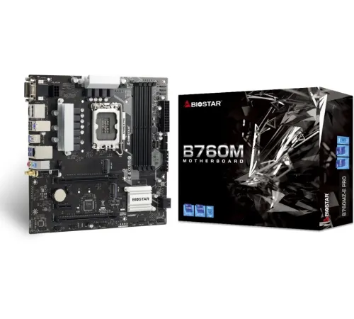 Материнская плата Biostar B760MZ-E PRO Soc-1700 Intel B760 4xDDR5 mATX AC`97 8ch(7.1) 2.5Gg RAID+VGA+DVI+HDMI+DP