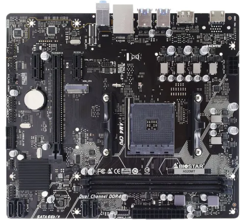Материнская плата Biostar A520MT Soc-AM4 AMD A520 2xDDR4 mATX AC`97 8ch(7.1) GbLAN RAID+HDMI+DP