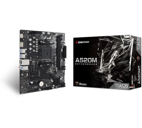 Материнская плата Biostar A520MT Soc-AM4 AMD A520 2xDDR4 mATX AC`97 8ch(7.1) GbLAN RAID+HDMI+DP
