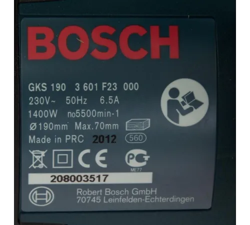 Циркулярная пила (дисковая) Bosch GKS 190 Professional 1400Вт (ручная) D диска.:190мм (0601623000) Циркулярная пила (дисковая) Bosch GKS 190 Professional 1400Вт (ручная) D диска.:190мм (0601623000)