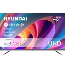 Телевизор LED Hyundai 43" H-LED43BU7100 Frameless Metal серый 4K Ultra HD 60Hz MEMC DVB-T DVB-T2 DVB-C DVB-S DVB-S2 USB WiFi Smart TV
