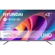 Телевизор LED Hyundai 43" H-LED43BU7100 Frameless Metal серый 4K Ultra HD 60Hz MEMC DVB-T DVB-T2 DVB-C DVB-S DVB-S2 USB WiFi Smart TV