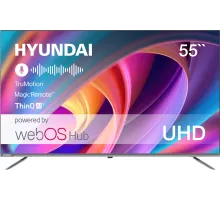 Телевизор LED Hyundai 55" H-LED55BU7100 Frameless Metal серый 4K Ultra HD 60Hz MEMC DVB-T DVB-T2 DVB-C DVB-S DVB-S2 USB WiFi Smart TV