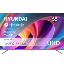 Телевизор LED Hyundai 55" H-LED55BU7100 Frameless Metal серый 4K Ultra HD 60Hz MEMC DVB-T DVB-T2 DVB-C DVB-S DVB-S2 USB WiFi Smart TV