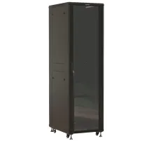 Шкаф серверный Hyperline (TTBR-4268-AS-RAL9004) напольный 42U 600x800мм пер.дв.стекл задн.дв.перфор. 4 бок.пан. 1000кг черный 710мм 2055мм IP20