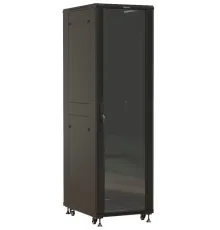 Шкаф серверный Hyperline (TTBR-4268-AS-RAL9004) напольный 42U 600x800мм пер.дв.стекл задн.дв.перфор. 4 бок.пан. 1000кг черный 710мм 2055мм IP20