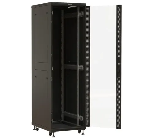 Шкаф серверный Hyperline (TTBR-4268-AS-RAL9004) напольный 42U 600x800мм пер.дв.стекл задн.дв.перфор. 4 бок.пан. 1000кг черный 710мм 2055мм IP20 Шкаф серверный Hyperline (TTBR-4268-AS-RAL9004) напольный 42U 600x800мм пер.дв.стекл задн.дв.перфор. 4 бок.пан. 1000кг черный 710мм 2055мм IP20