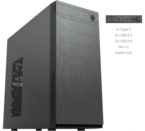 Корпус Chieftec Elox черный без БП ATX 2xUSB2.0 2xUSB3.0 1xUSB3.1 audio bott PSU