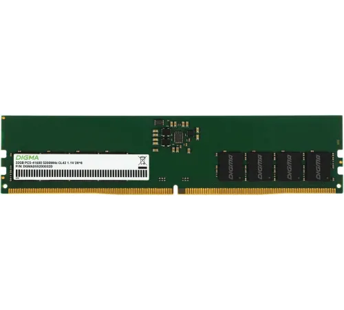 Память DDR5 32GB 5200MHz Digma DGMAD55200032D RTL PC5-41600 CL42 DIMM 288-pin 1.1В dual rank Ret Память DDR5 32GB 5200MHz Digma DGMAD55200032D RTL PC5-41600 CL42 DIMM 288-pin 1.1В dual rank Ret