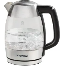 Чайник электрический Hyundai HYK-G9408 1.9л. 2200Вт черный/серебристый корпус: стекло