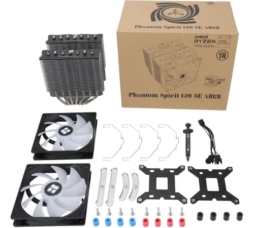 Устройство охлаждения(кулер) Thermalright Phantom Spirit 120 SE ARGB Soc-AM5/AM4/1151/1200/1700 4-pin 25.6dB Al+Cu 1035gr Ret