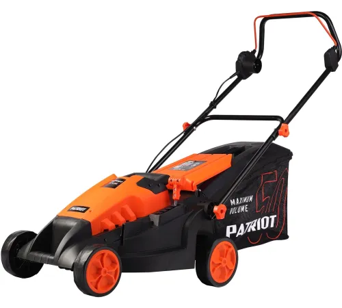PATRIOT PT 1639E Газонокосилка электрическая [512309639] { бесщёточный, 38см, 1600Вт, трав комби 50л, 20-65мм 5 уровней }