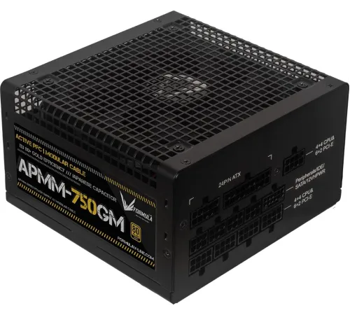 Блок питания Formula ATX 750W APMM-750GM Gen.5 80+ gold (20+4pin) APFC 120mm fan 8xSATA Cab Manag RTL Блок питания Formula ATX 750W APMM-750GM Gen.5 80+ gold (20+4pin) APFC 120mm fan 8xSATA Cab Manag RTL