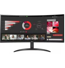 МОНИТОР 34" LG 34WR50QK-B Black (VA, изогнутый, 3440x1440, 100Hz, 5 ms, 178°/178°, 300 cd/m, 3000:1, +2хHDMI 2.0, +DP)