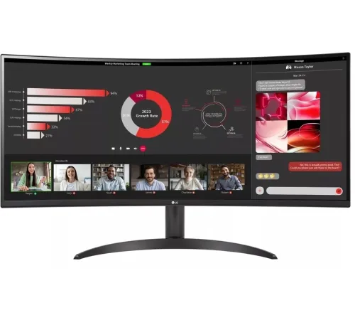 МОНИТОР 34" LG 34WR50QK-B Black (VA, изогнутый, 3440x1440, 100Hz, 5 ms, 178°/178°, 300 cd/m, 3000:1, +2хHDMI 2.0, +DP)
