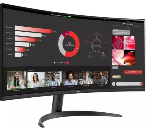 МОНИТОР 34" LG 34WR50QK-B Black (VA, изогнутый, 3440x1440, 100Hz, 5 ms, 178°/178°, 300 cd/m, 3000:1, +2хHDMI 2.0, +DP)