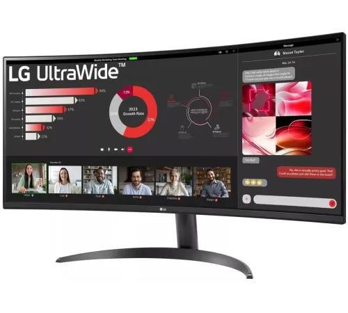 МОНИТОР 34" LG 34WR50QK-B Black (VA, изогнутый, 3440x1440, 100Hz, 5 ms, 178°/178°, 300 cd/m, 3000:1, +2хHDMI 2.0, +DP)