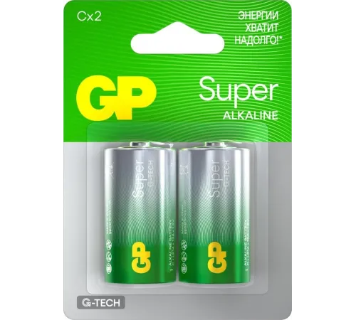 Батарея GP Super G-Tech Alkaline 14A LR14 C (2шт) блистер