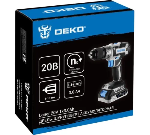 Дрель-шуруповерт Deko Loner 20V аккум. патрон:быстрозажимной (085-1006) Дрель-шуруповерт Deko Loner 20V аккум. патрон:быстрозажимной (085-1006)