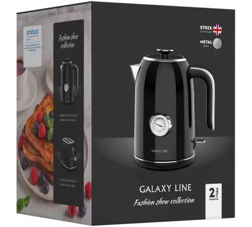 Чайник электрический Galaxy Line GL 0350 1.7л. 2200Вт черный корпус: нерж.сталь (ГЛ0350Л)